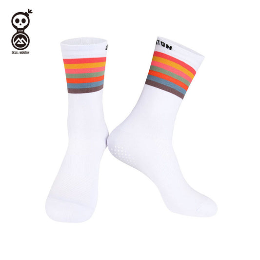 Rainbow Stripes - Cotton Socks - White