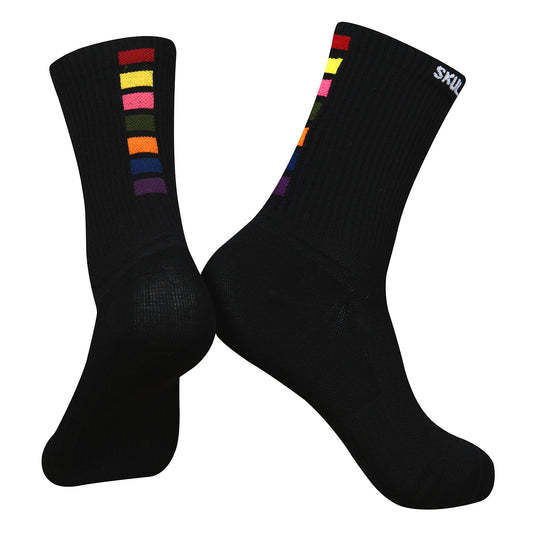 Rainbow Blocks - Cotton Socks - Black