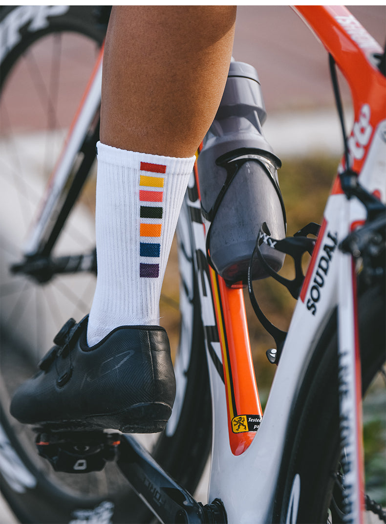 Rainbow Blocks - Cotton Socks - White
