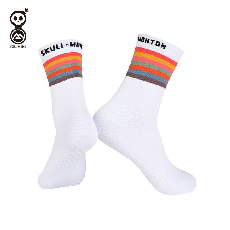 Rainbow Stripes - Cotton Socks - White