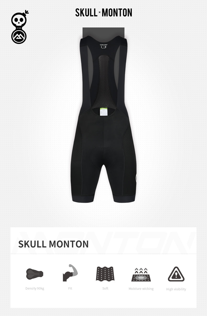 Men's Skull+Monton - Bib Shorts - Black