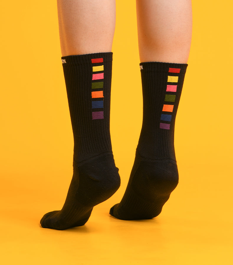 Rainbow Blocks - Cotton Socks - Black